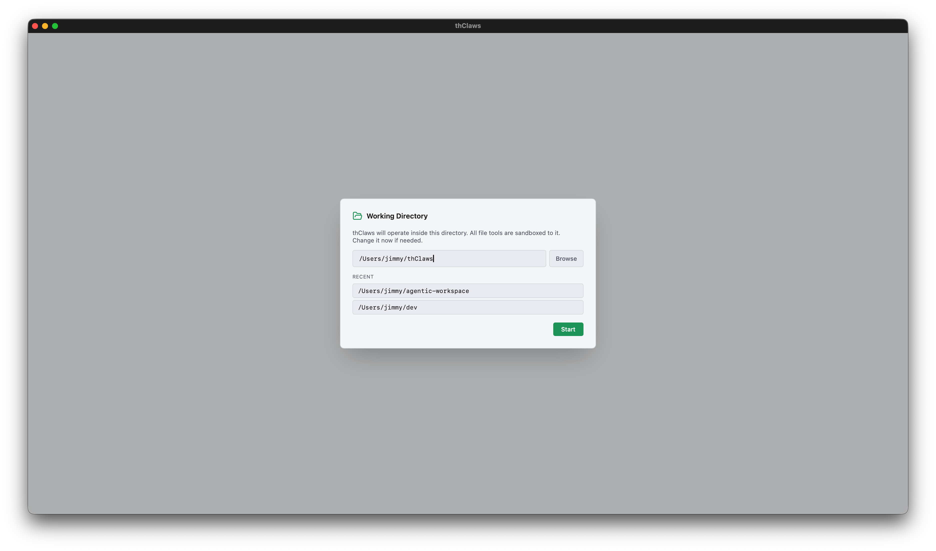 Startup modal